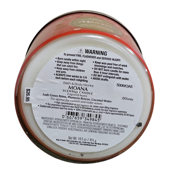 Disney Princess Moana Bath & Body Works 3 Wick Candle - Picture 3 of 3